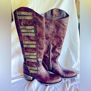 NWOT Old Gringo Women's Elina Brass/Brown 18" Boots